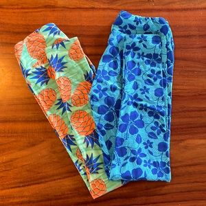 Lularoe OS pineapple leggings EUC